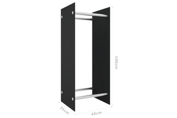 Vedstativ svart 40x35x100 cm herdet glass - Hage - Utemiljø - Utendørsoppbevaring - Vedoppbevaring