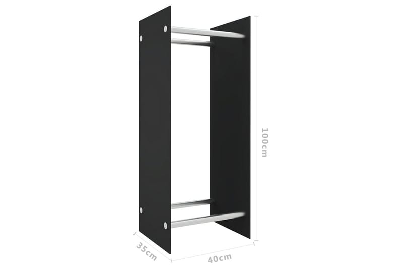 Vedstativ svart 40x35x100 cm herdet glass - Vedoppbevaring - Vedstativ