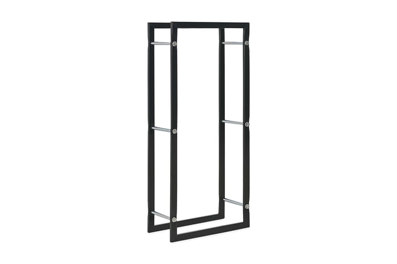 Vedstativ svart 44x20x100 cm stål - Svart - Hage - Utemiljø - Utendørsoppbevaring - Vedoppbevaring