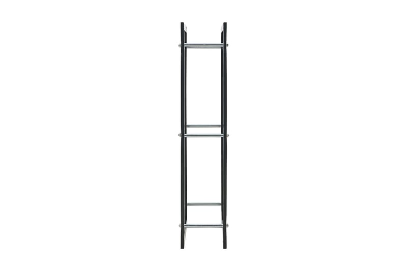 Vedstativ svart 44x20x100 cm stål - Svart - Hage - Utemiljø - Utendørsoppbevaring - Vedoppbevaring
