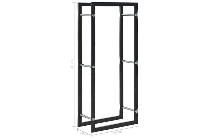 Vedstativ svart 44x20x100 cm stål - Svart - Hage - Utemiljø - Utendørsoppbevaring - Vedoppbevaring