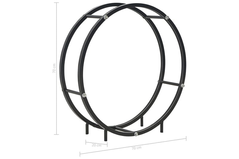 Vedstativ svart 70x20x70 cm stål - Svart - Hage - Utemiljø - Utendørsoppbevaring - Vedoppbevaring