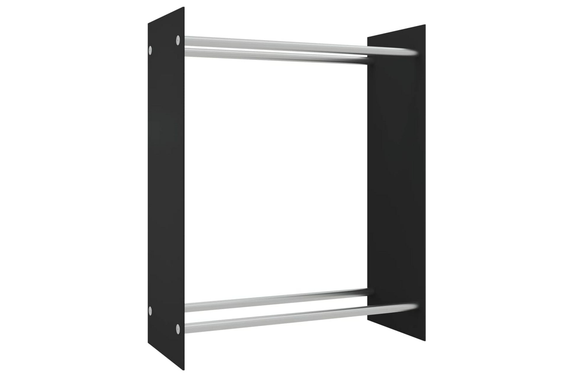 Vedstativ svart 80x35x100 cm herdet glass - Hage - Utemiljø - Utendørsoppbevaring - Vedoppbevaring