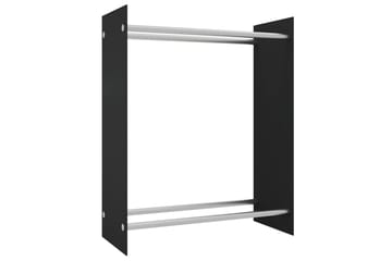 Vedstativ svart 80x35x100 cm herdet glass - Hage - Utemiljø - Utendørsoppbevaring - Vedoppbevaring