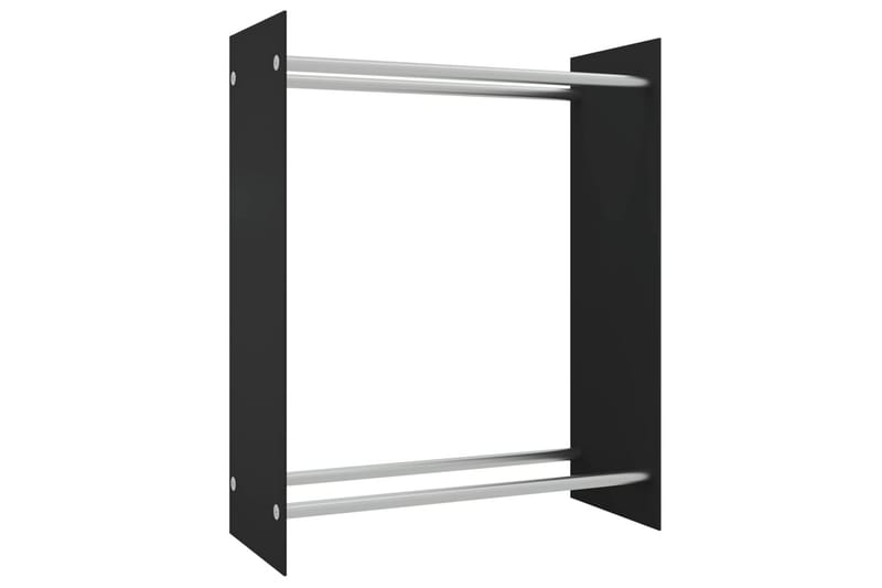 Vedstativ svart 80x35x100 cm herdet glass - Hage - Utemiljø - Utendørsoppbevaring - Vedoppbevaring
