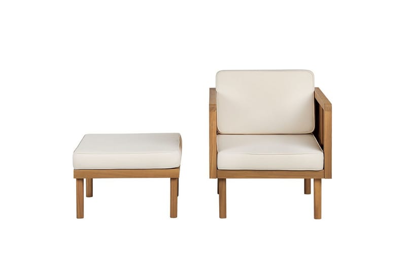 2-sitssoffa med fåtöljer Beliani Baratti Light wood||Beige - Hagemøbler - Loungemøbler - Sofagruppe utendørs
