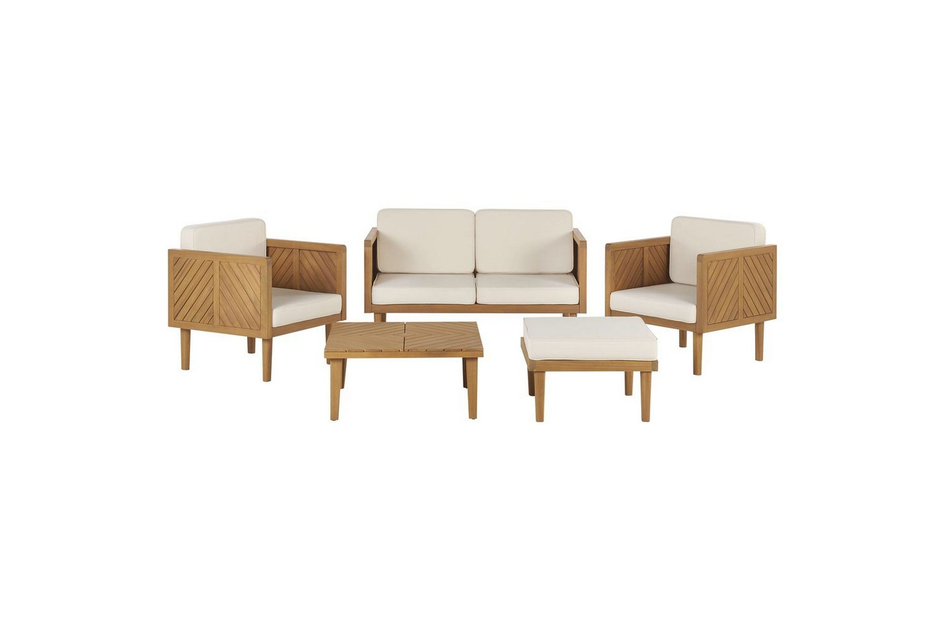 2-sitssoffa med fåtöljer Beliani Baratti Light wood\|\|Beige -