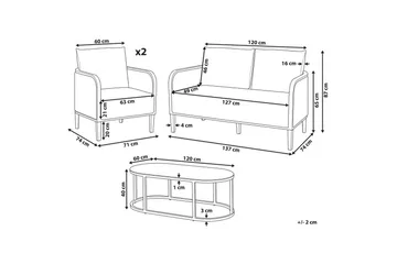 2-sitssoffa med fåtöljer Beliani Montefalco White||Black - Hagemøbler - Loungemøbler - Sofagruppe utendørs