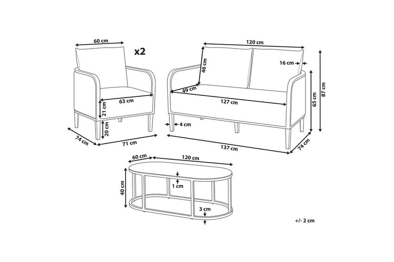 2-sitssoffa med fåtöljer Beliani Montefalco White||Black - Hagemøbler - Loungemøbler - Sofagruppe utendørs
