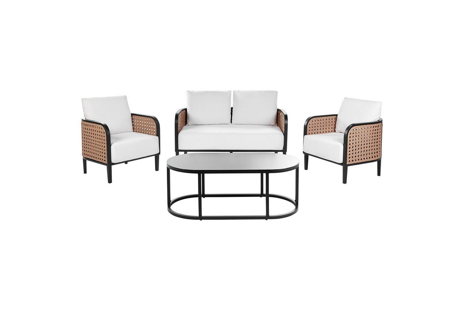 2-sitssoffa med fåtöljer Beliani Montefalco White\|\|Black -