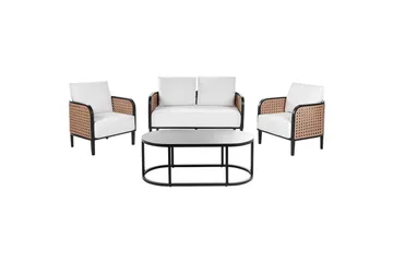 2-sitssoffa med fåtöljer Beliani Montefalco White||Black - Hagemøbler - Loungemøbler - Sofagruppe utendørs