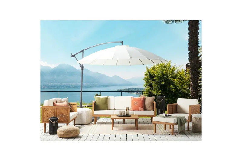 3-sitssoffa med fåtöljer Beliani Baratti Light wood||Beige - Hagemøbler - Loungemøbler - Sofagruppe utendørs