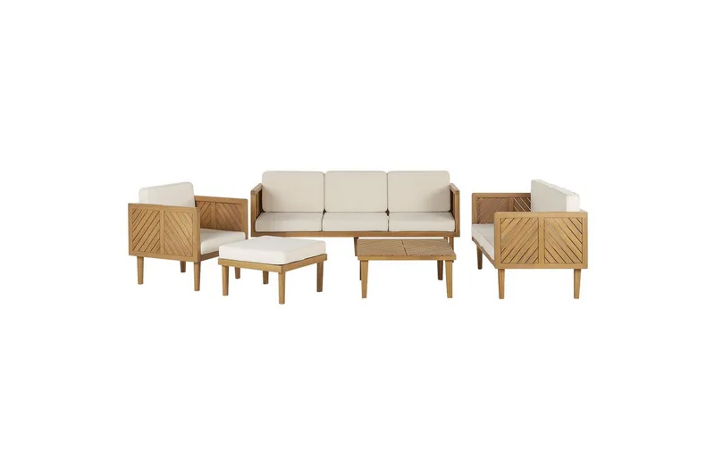3-sitssoffa med fåtöljer Beliani Baratti Light wood||Beige, undefined