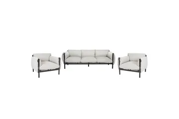 3-sitssoffa med fåtöljer Beliani Esperia Grey, Black - Hagemøbler - Loungemøbler - Sofagruppe utendørs