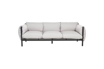 3-sitssoffa med fåtöljer Beliani Esperia Grey, Black - Hagemøbler - Loungemøbler - Sofagruppe utendørs