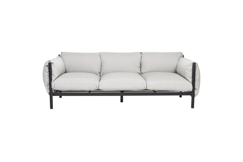 3-sitssoffa med fåtöljer Beliani Esperia Grey, Black - Hagemøbler - Loungemøbler - Sofagruppe utendørs