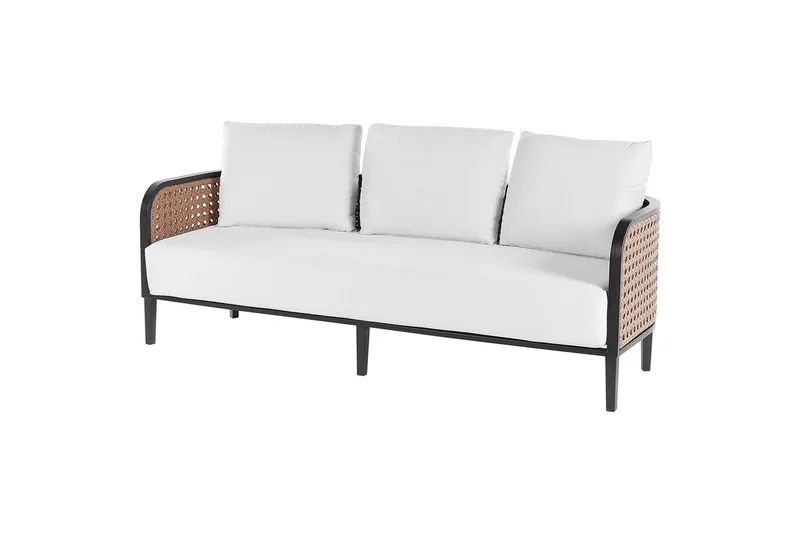 3-sitssoffa med fåtöljer Beliani Montefalco White||Black - Hagemøbler - Loungemøbler - Sofagruppe utendørs