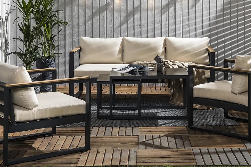 Aspvik Sofagruppe - Svart/Teak - Hage - Utemiljø - Veranda & terrasse - Verandamøbler