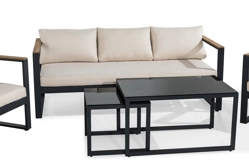 Aspvik Sofagruppe - Svart/Teak - Hage - Utemiljø - Veranda & terrasse - Verandamøbler