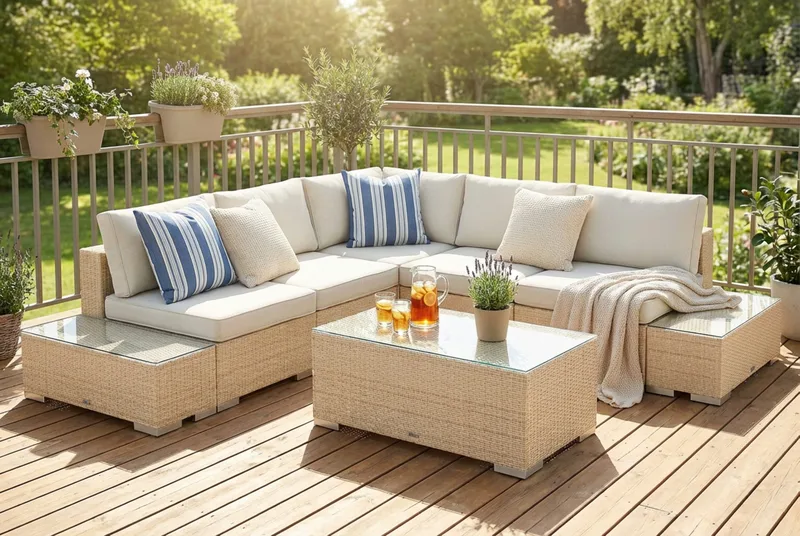 Bahamas Hjørnesofa (Vendbar) Åpen Ende inkl. Endedel 5-seter – Bord uten Hylle - Hage - Utemiljø - Veranda & terrasse - Verandamøbler