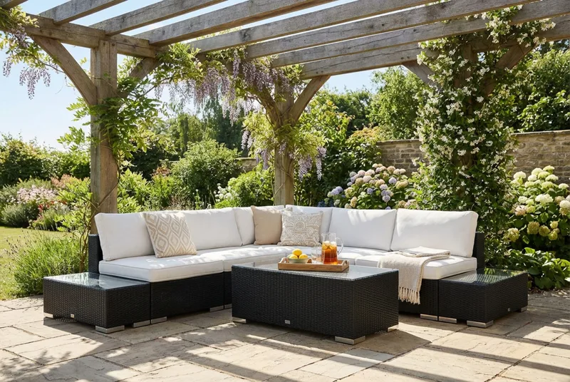 Bahamas Hjørnesofa (Vendbar) Åpen Ende inkl. Endedel 5-seter – Bord uten Hylle - Hage - Utemiljø - Veranda & terrasse - Verandamøbler