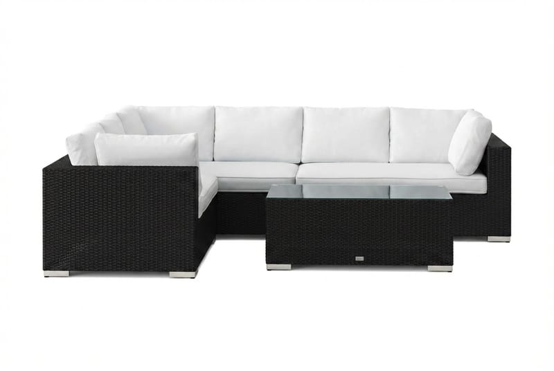Bahamas L-formet utesofa høyre, 6-seters med bord - Svart - Hage - Utemiljø - Veranda & terrasse - Verandamøbler