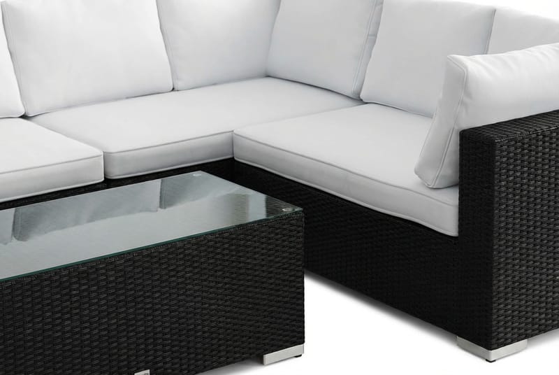 Bahamas L-formet utesofa høyre, 6-seters med bord - Svart - Hage - Utemiljø - Veranda & terrasse - Verandamøbler