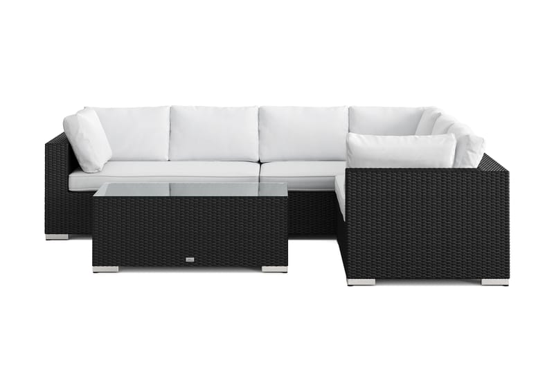 Bahamas L-formet utesofa høyre, 6-seters med bord - Svart - Hage - Utemiljø - Veranda & terrasse - Verandamøbler