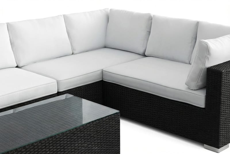 Bahamas L-formet utesofa høyre, 7-seters med bord - Svart - Hage - Utemiljø - Veranda & terrasse - Verandamøbler