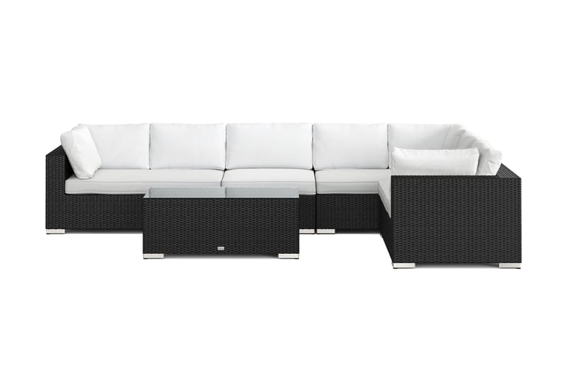 Bahamas L-formet utesofa høyre, 7-seters med bord - Svart - Hage - Utemiljø - Veranda & terrasse - Verandamøbler