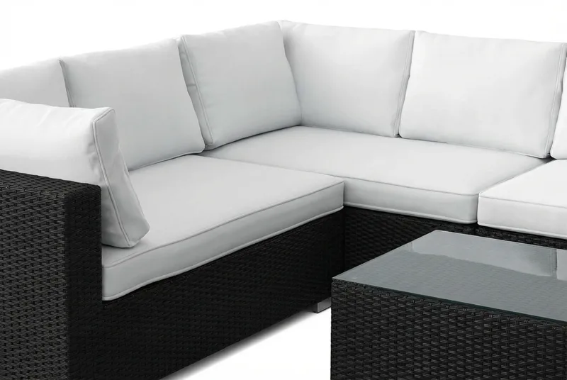 Bahamas L-formet utesofa høyre, 7-seters med bord - Svart - Hage - Utemiljø - Veranda & terrasse - Verandamøbler