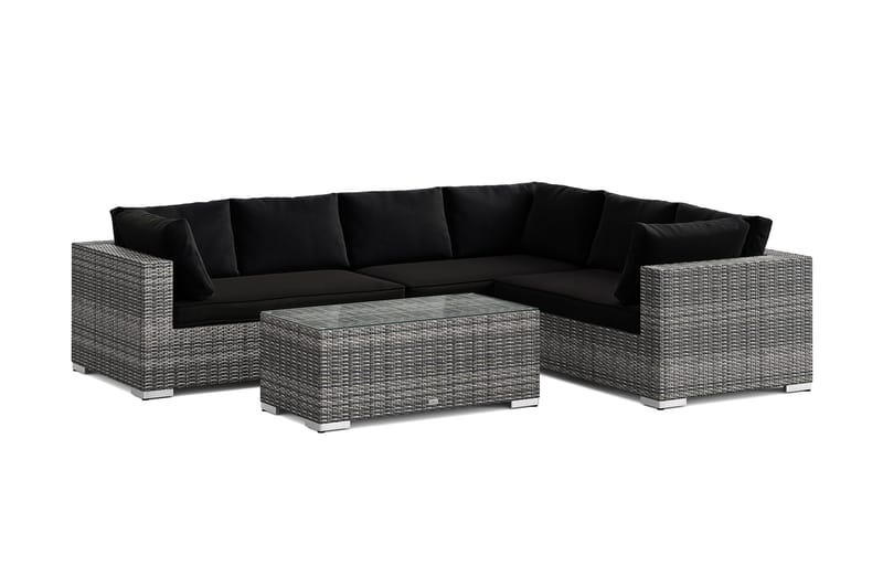 Bahamas L-formet utesofa venstre, 6-seters med bord - Grå - Hage - Utemiljø - Veranda & terrasse - Verandamøbler