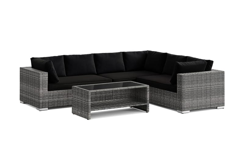 Bahamas L-formet utesofa venstre, 6-seters med bord og hylle - Grå - Hage - Utemiljø - Veranda & terrasse - Verandamøbler