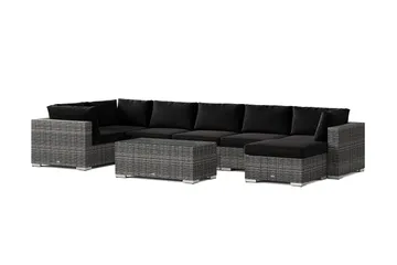 Bahamas U-formet utendørs loungegruppe 7-seters med vendbar divan og bord