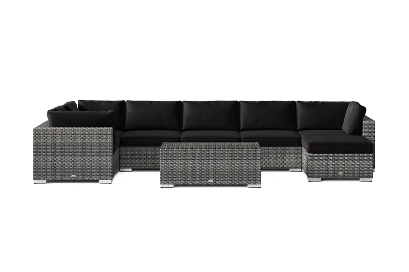 Bahamas U-formet utendørs loungegruppe 7-seters med vendbar divan og bord - Grå - Hage - Utemiljø - Veranda & terrasse - Verandamøbler