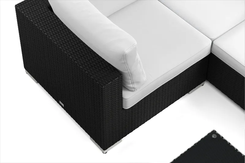 Bahamas U-formet utendørs loungegruppe 7-seters med vendbar divan og bord - Svart - Hage - Utemiljø - Veranda & terrasse - Verandamøbler