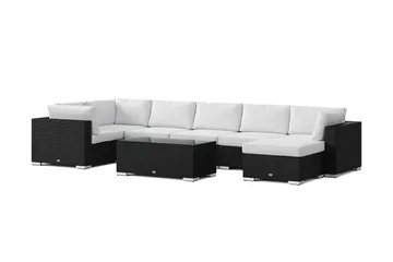 Bahamas U-formet utendørs loungegruppe 7-seters med vendbar divan og bord