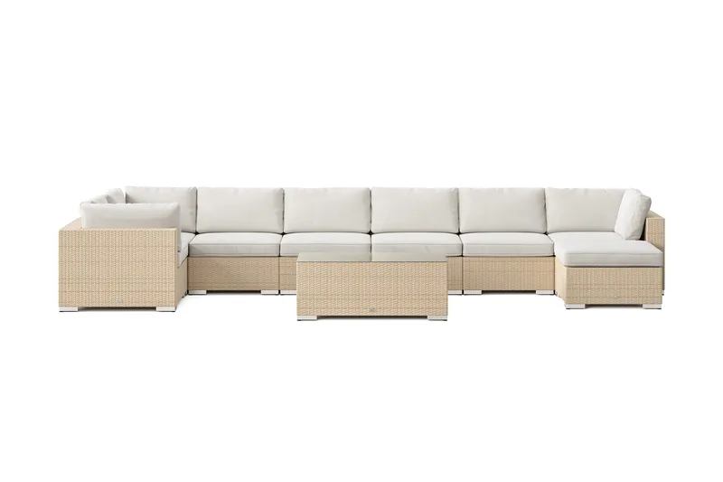 Bahamas U-formet utendørs loungegruppe 8-seters med vendbar divan og bord - Beige - Hage - Utemiljø - Veranda & terrasse - Verandamøbler