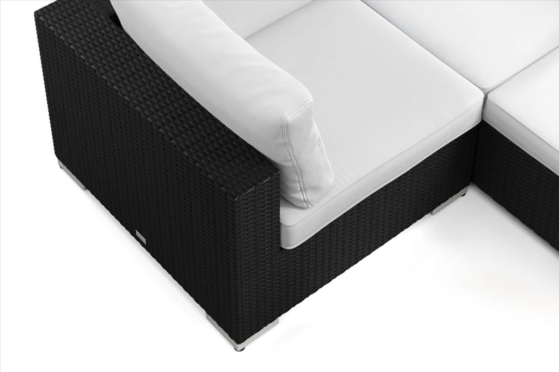Bahamas U-formet utendørs loungegruppe 8-seters med vendbar divan og bord med hylle - Svart - Hage - Utemiljø - Veranda & terrasse - Verandamøbler