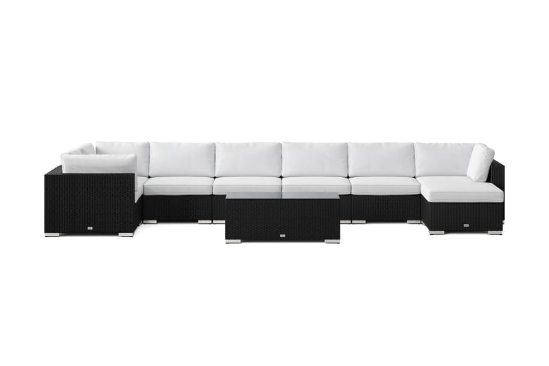 Bahamas U-formet utendørs loungegruppe 8-seters med vendbar divan og bord - Svart - Hage - Utemiljø - Veranda & terrasse - Verandamøbler