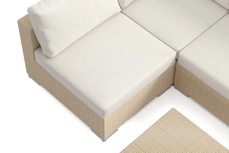 Bahamas U-formet utendørs loungegruppe med åpen avslutning, 6-seters med bord - Beige - Hage - Utemiljø - Veranda & terrasse - Verandamøbler