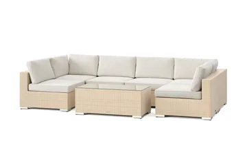 Bahamas U-formet utendørs loungegruppe med åpen avslutning, 6-seters med bord