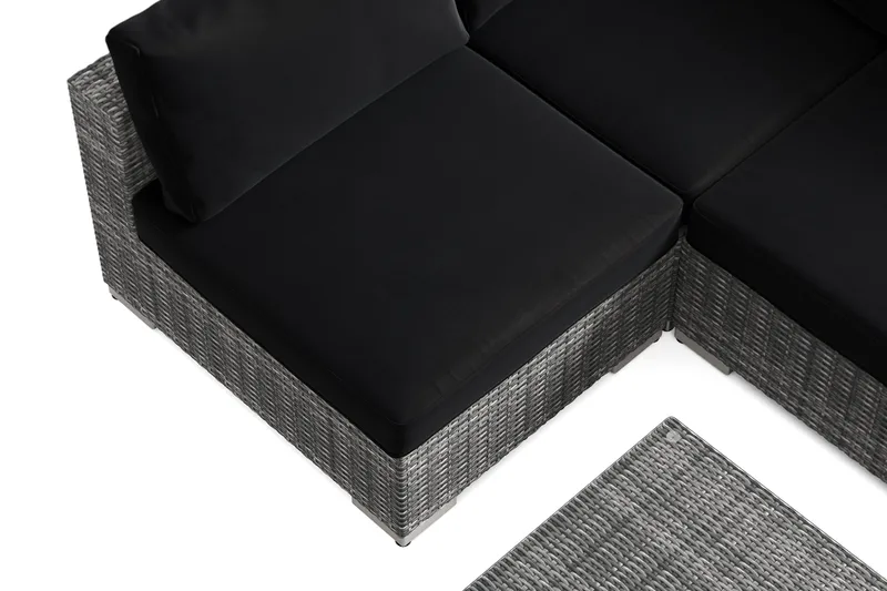 Bahamas U-formet utendørs loungegruppe med åpen avslutning, 6-seters med bord - Grå - Hage - Utemiljø - Veranda & terrasse - Verandamøbler