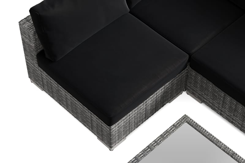 Bahamas U-formet utendørs loungegruppe med åpen avslutning, 6-seters med bord og hylle - Grå - Hage - Utemiljø - Veranda & terrasse - Verandamøbler