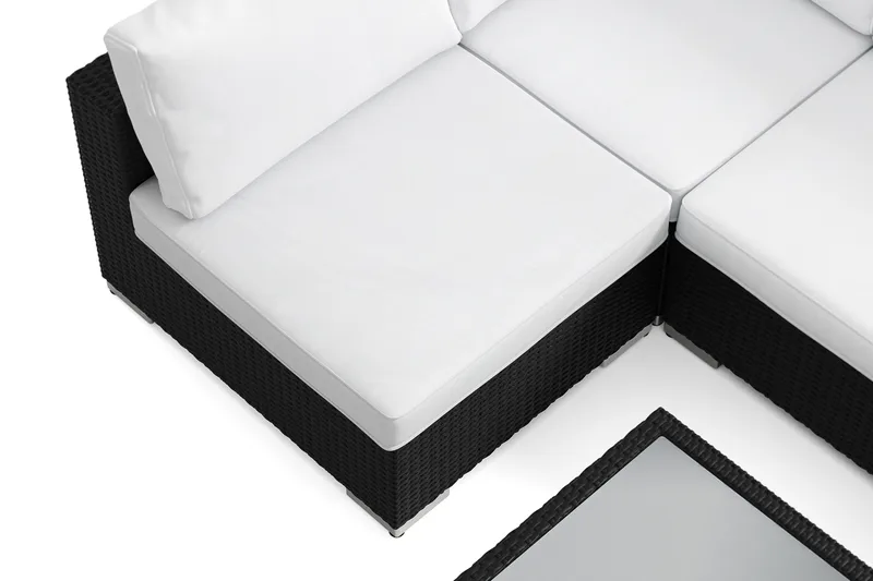 Bahamas U-formet utendørs loungegruppe med åpen avslutning, 6-seters med bord og hylle - Svart - Hage - Utemiljø - Veranda & terrasse - Verandamøbler