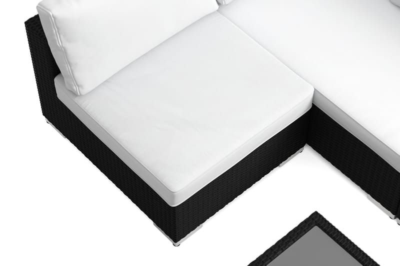 Bahamas U-formet utendørs loungegruppe med åpen avslutning, 7-seters med bord og hylle - Svart - Hage - Utemiljø - Veranda & terrasse - Verandamøbler