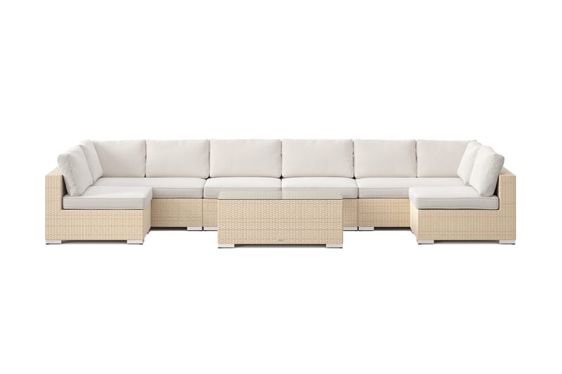Bahamas U-formet utendørs loungegruppe med åpen avslutning, 8-seters med bord - Beige - Hage - Utemiljø - Veranda & terrasse - Verandamøbler