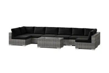 Bahamas U-formet utendørs loungegruppe med åpen avslutning, 8-seters med bord