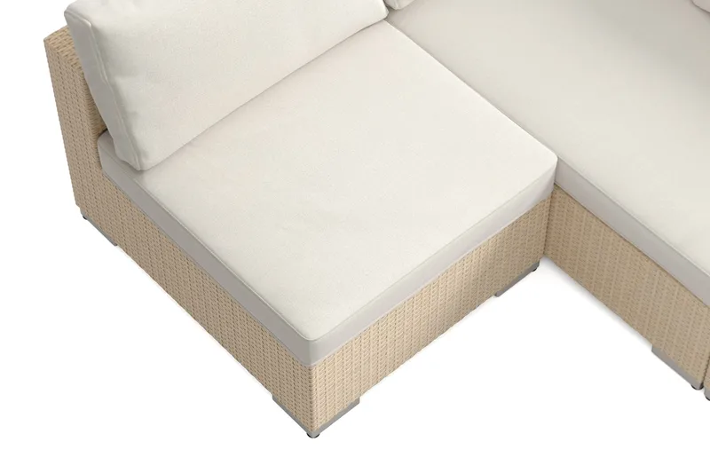 Bahamas U-formet utendørs loungegruppe med åpen avslutning, 8-seters med bord og hylle - Beige - Hage - Utemiljø - Veranda & terrasse - Verandamøbler