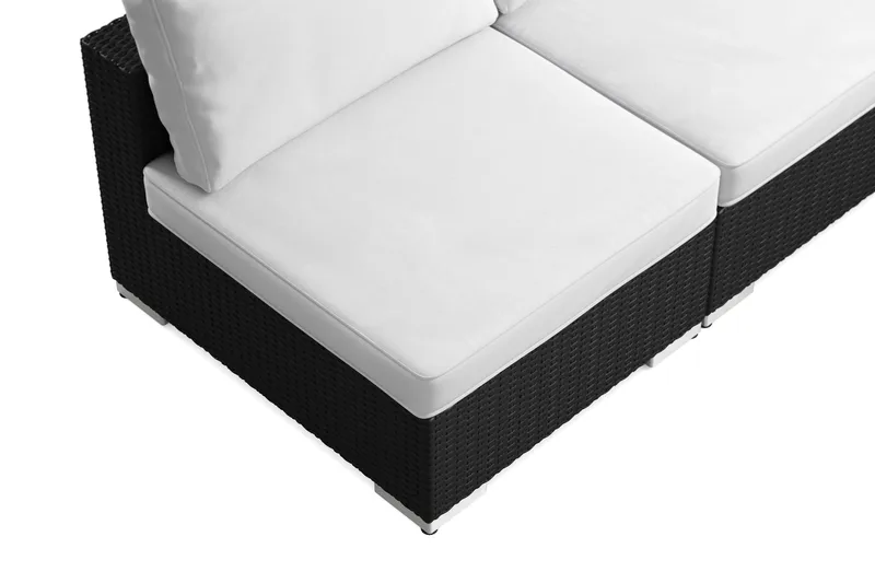 Bahamas U-formet utendørs loungegruppe med åpen avslutning, 9-seters med bord og hylle - Svart - Hage - Utemiljø - Veranda & terrasse - Verandamøbler